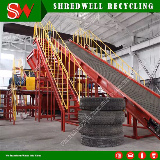 Waste Tyre Recycling Equipment for Crushing Used Tire with Trommel